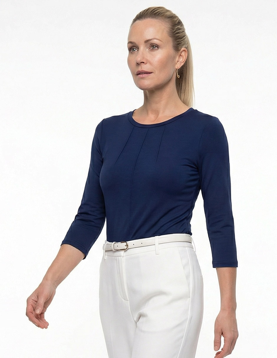 Playera manga 3/4 cuello redondo para mujer