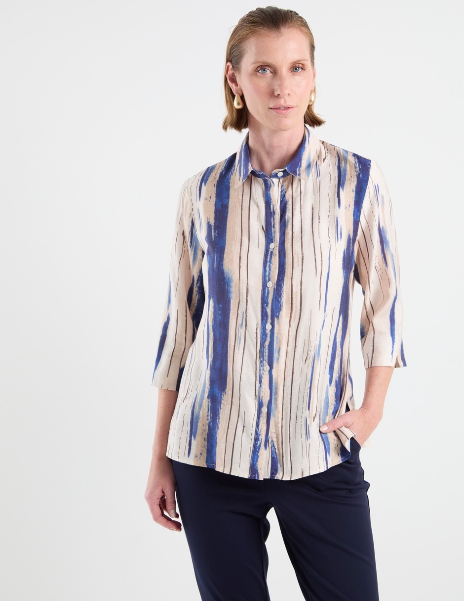 Blusa camisera manga 3/4 para mujer