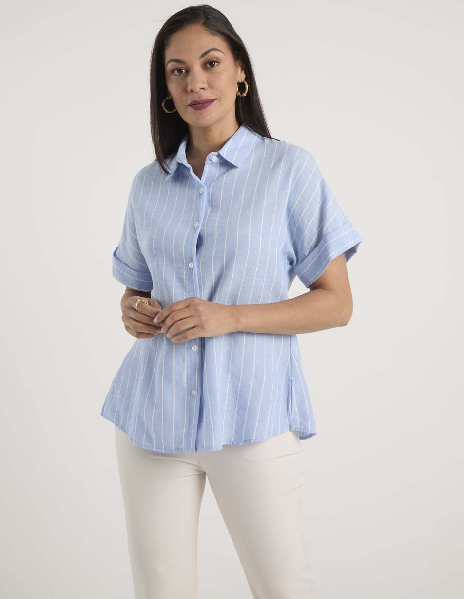 Blusa camisera manga corta para mujer 2