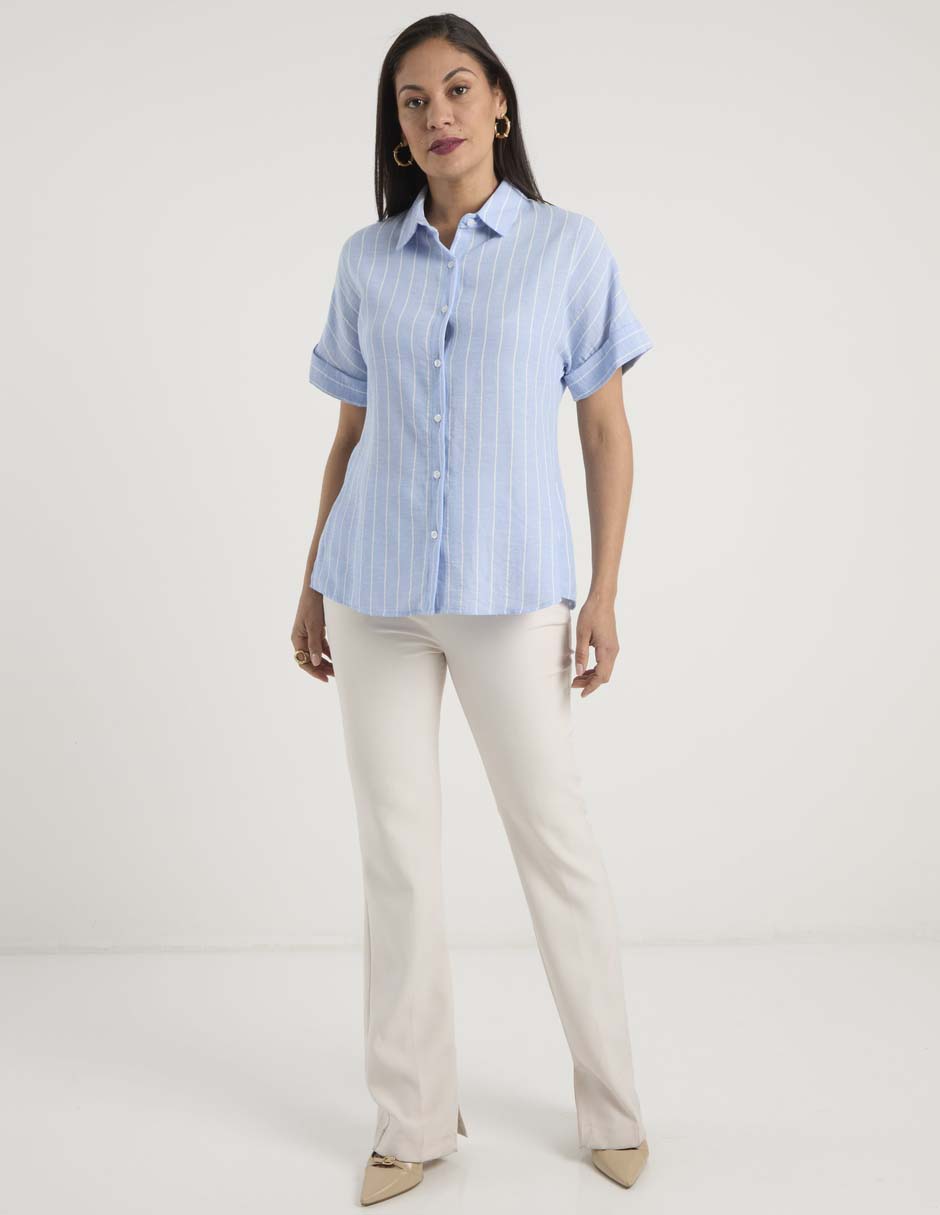 Blusa camisera manga corta para mujer 3