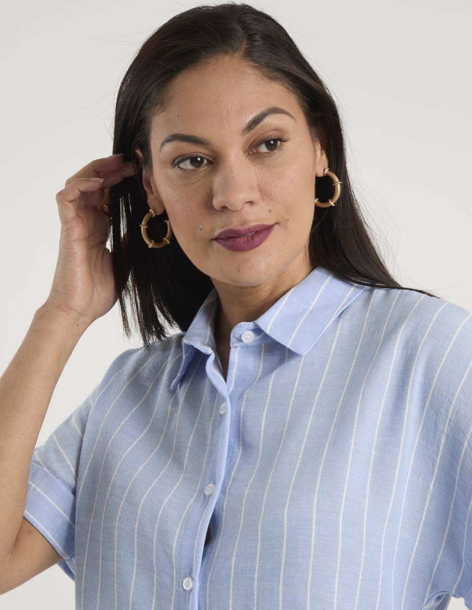 Blusa camisera manga corta para mujer 4