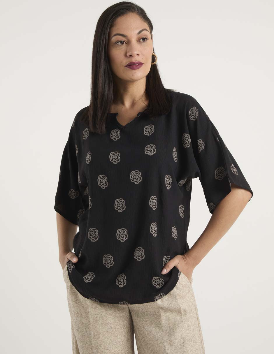 Blusa manga al codo para mujer