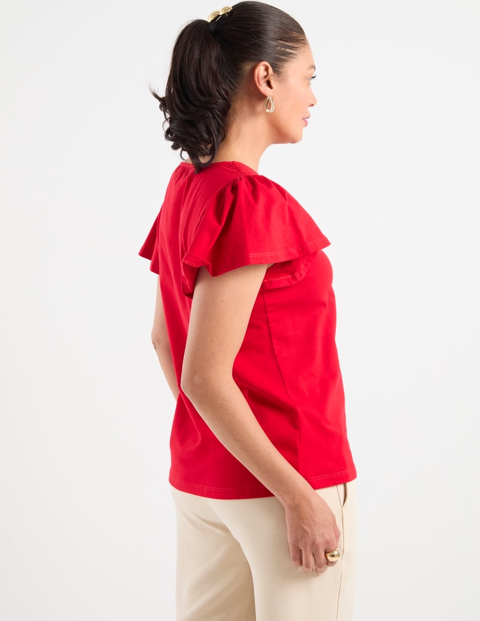Playera manga corta cuello V para mujer 2