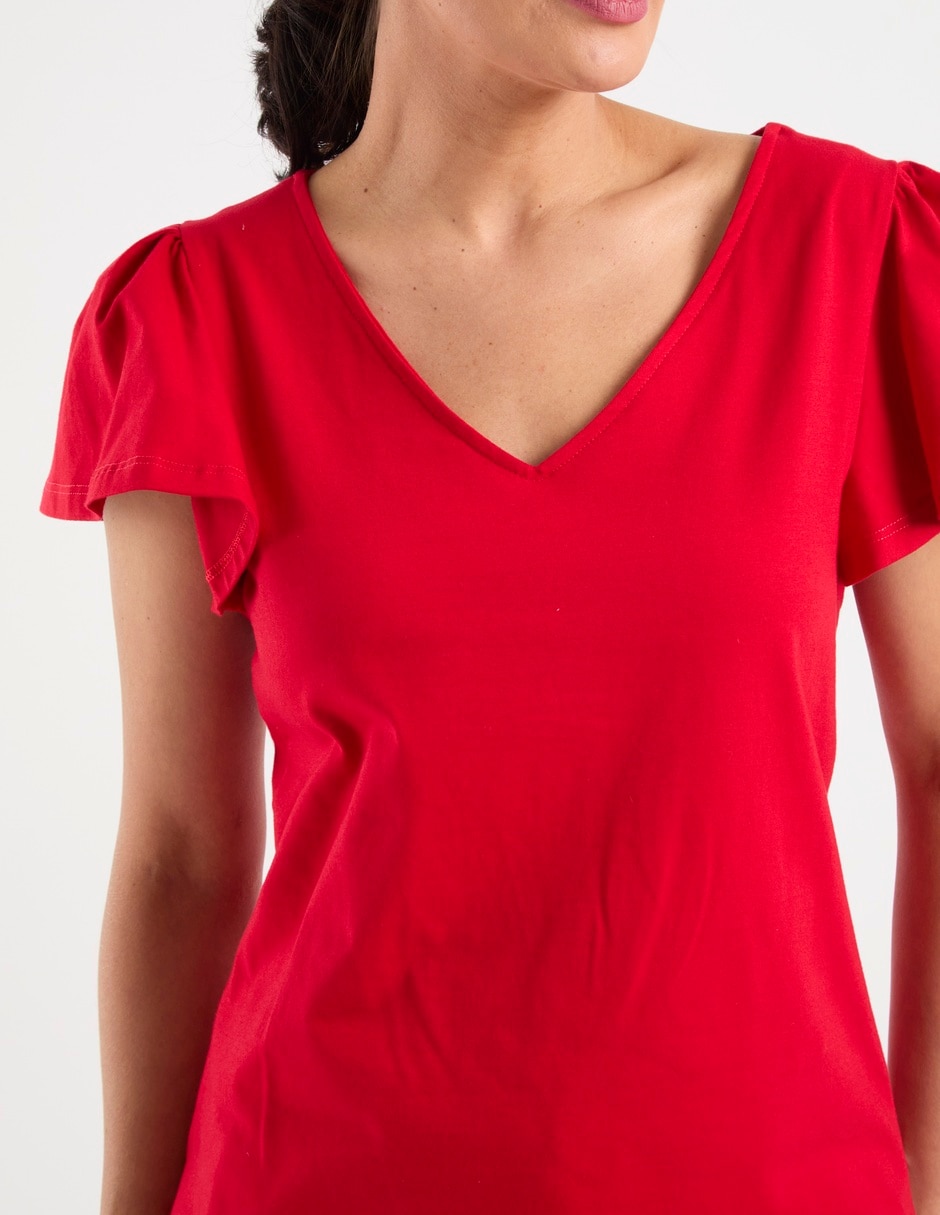 Playera manga corta cuello V para mujer 5