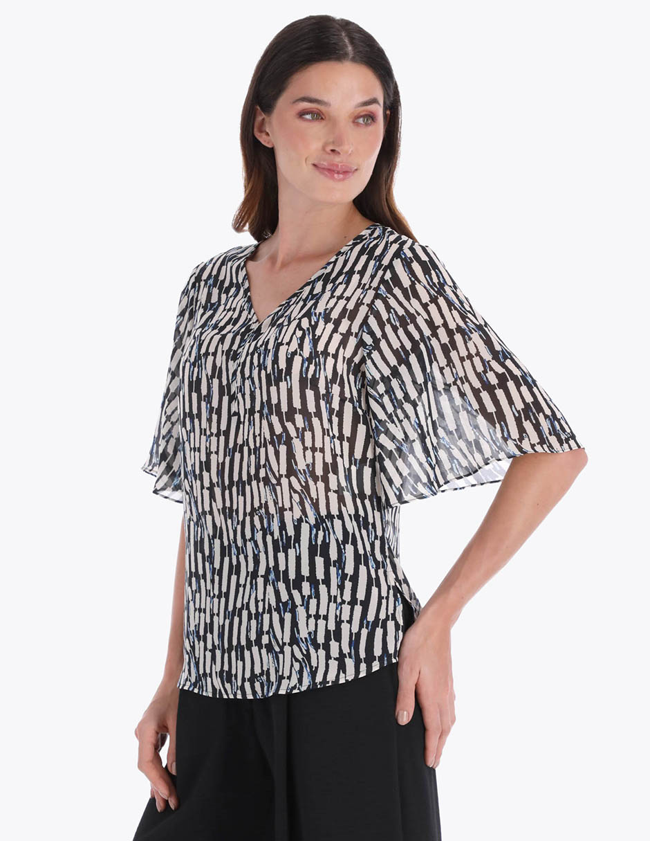 Blusa manga al codo para mujer