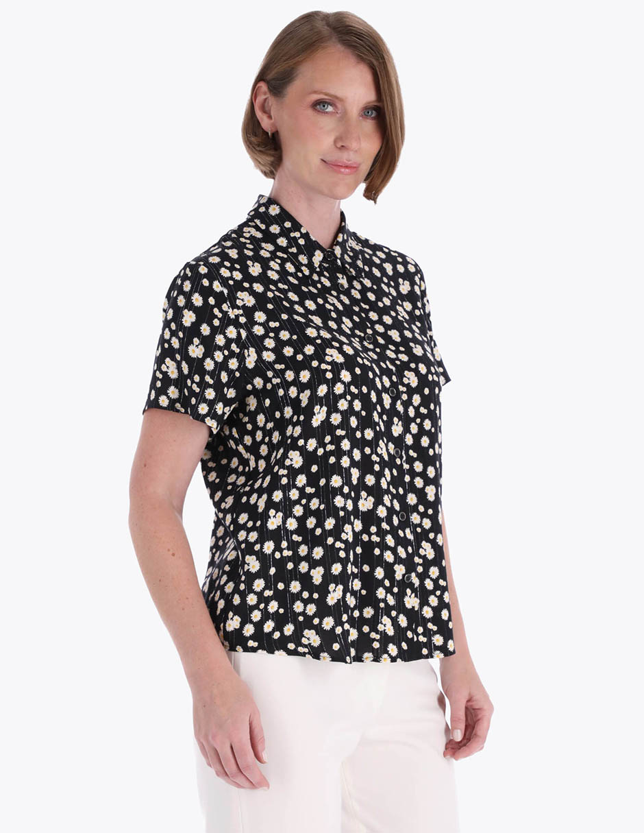 Blusa camisera manga corta para mujer