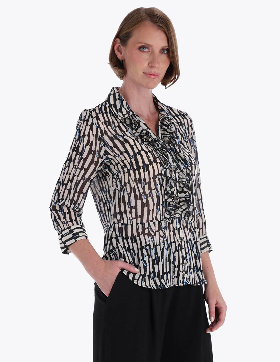 Blusa camisera manga 3/4 para mujer