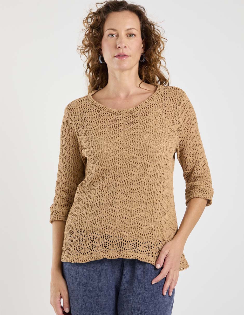 Playera manga 3/4 cuello redondo para mujer Playera manga 3/4 cuello redondo para mujer