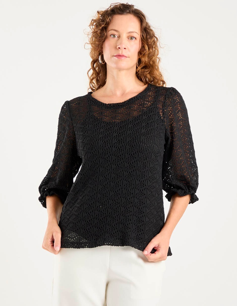 Playera manga 3/4 cuello redondo para mujer 2