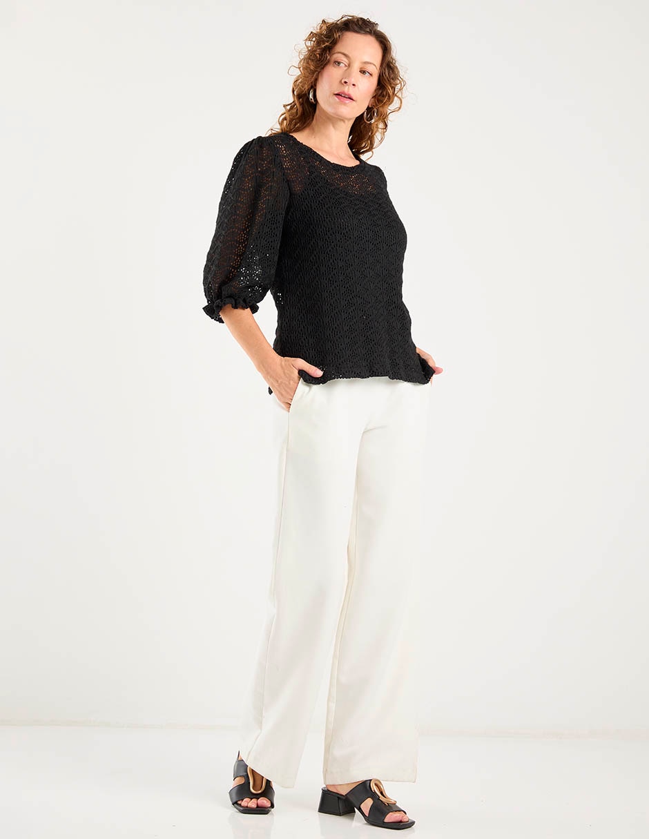 Playera manga 3/4 cuello redondo para mujer 3