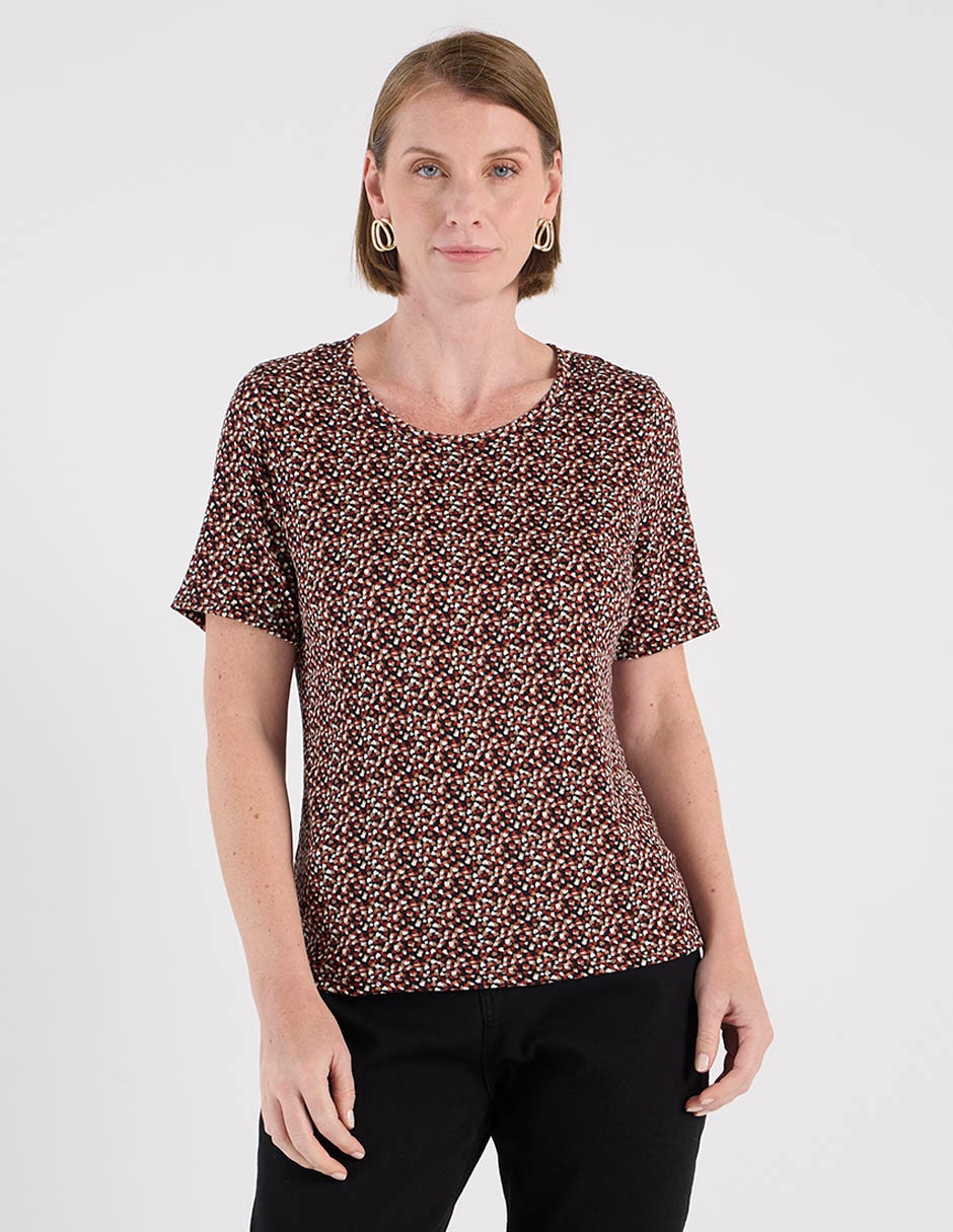Playera manga corta cuello redondo para mujer