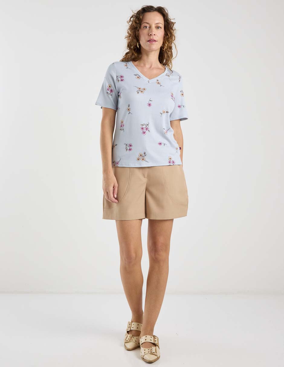 Playera manga corta cuello V para mujer 3