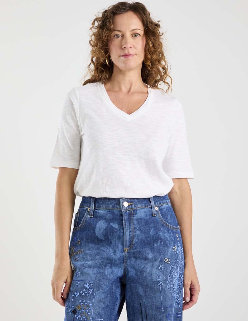 Blusa manga al codo para mujer