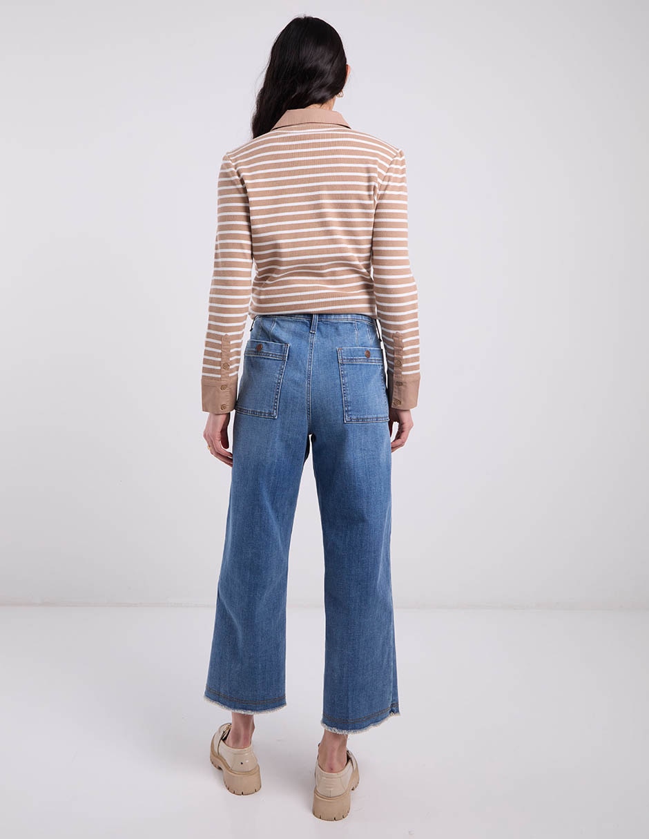 Jeans relaxed amplio cintura baja para mujer 2
