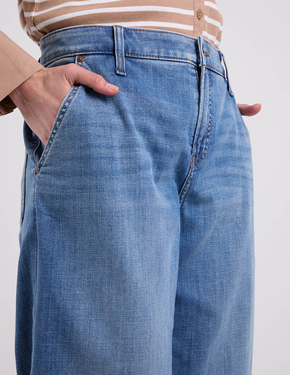 Jeans relaxed amplio cintura baja para mujer 4