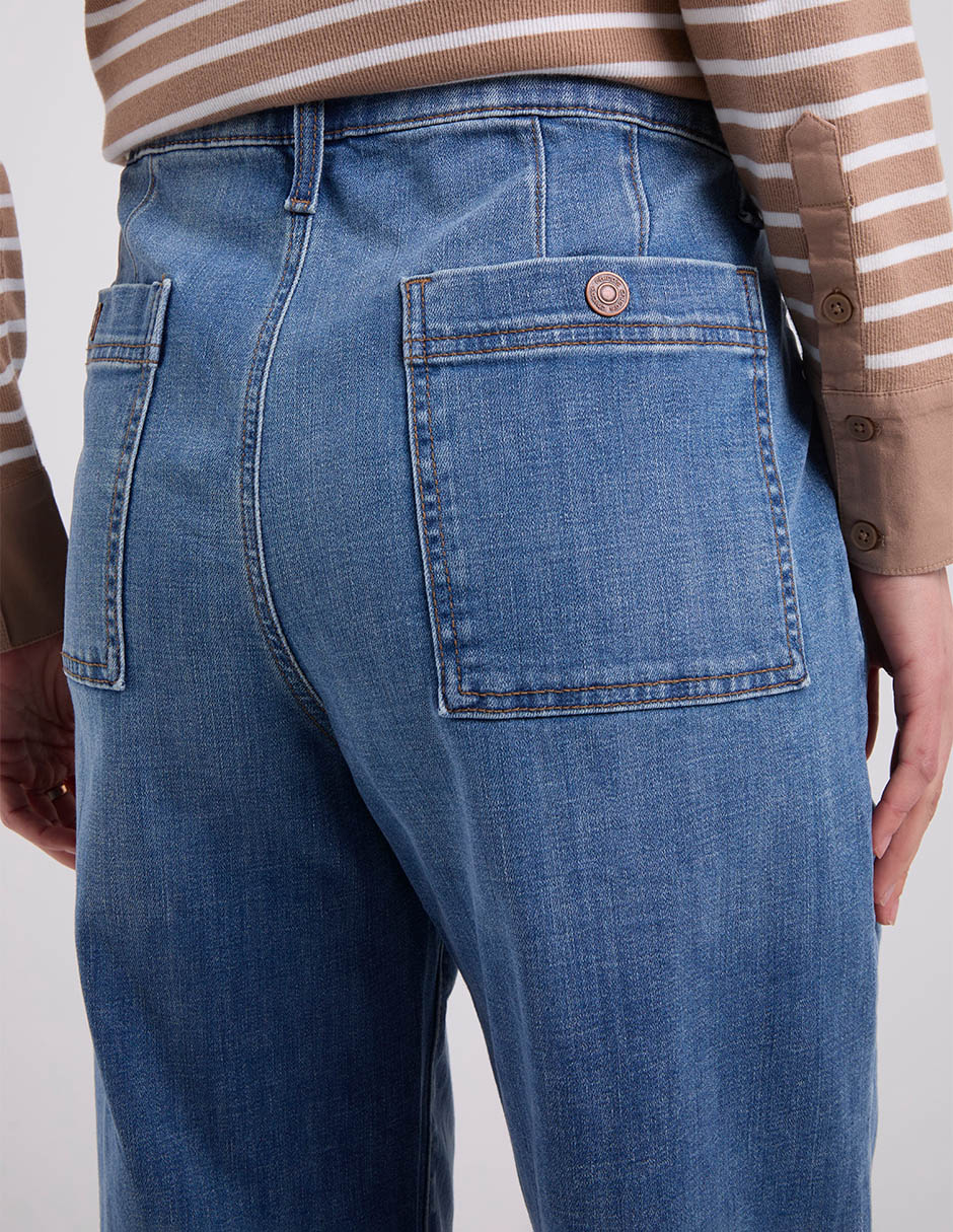 Jeans relaxed amplio cintura baja para mujer 5