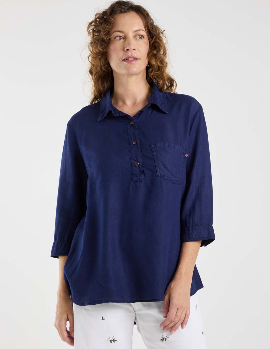 Blusa camisera manga 3/4 para mujer