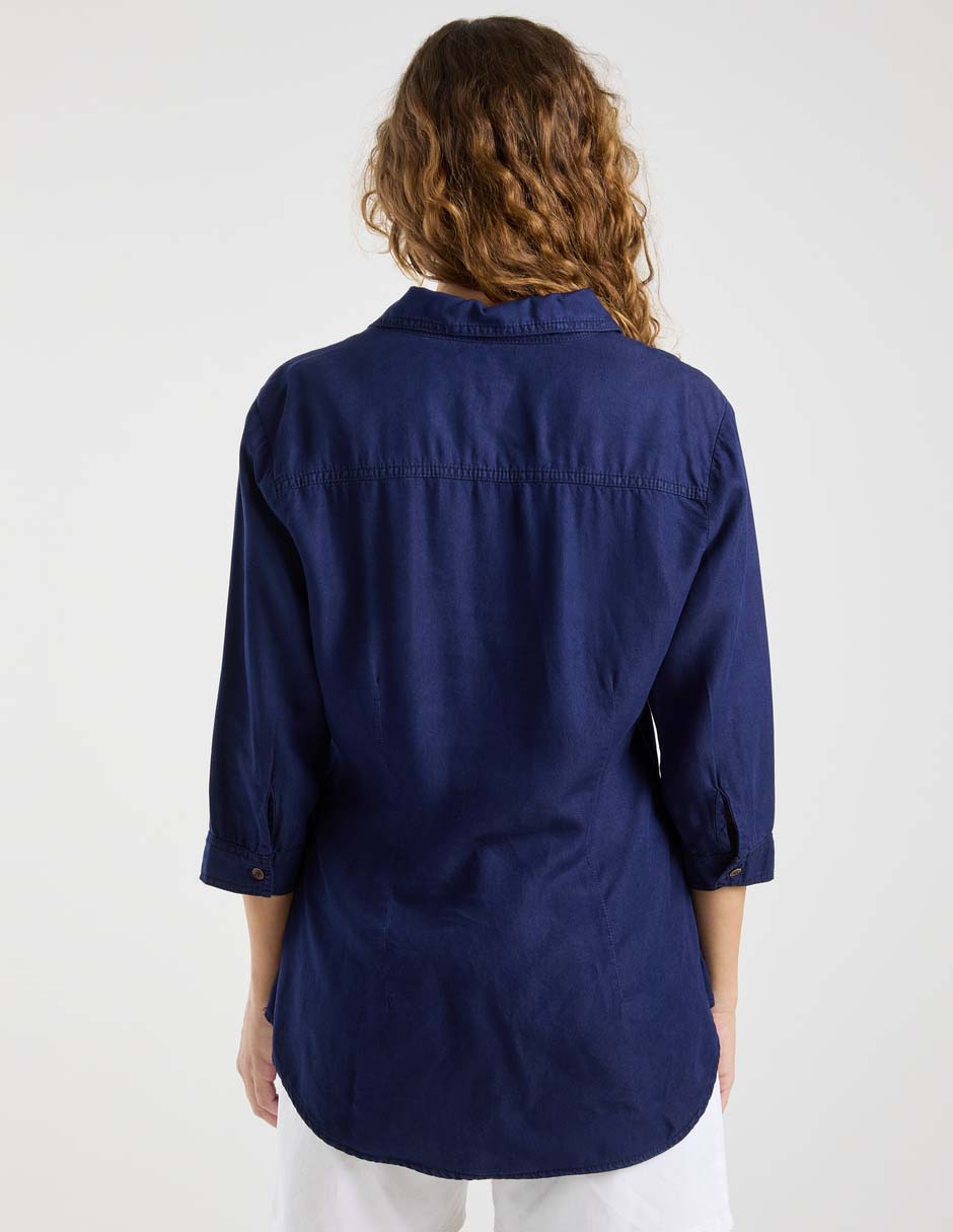Blusa camisera manga 3/4 para mujer 6