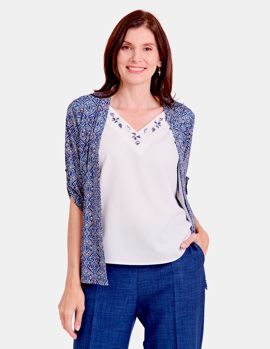Blusa manga al codo para mujer
