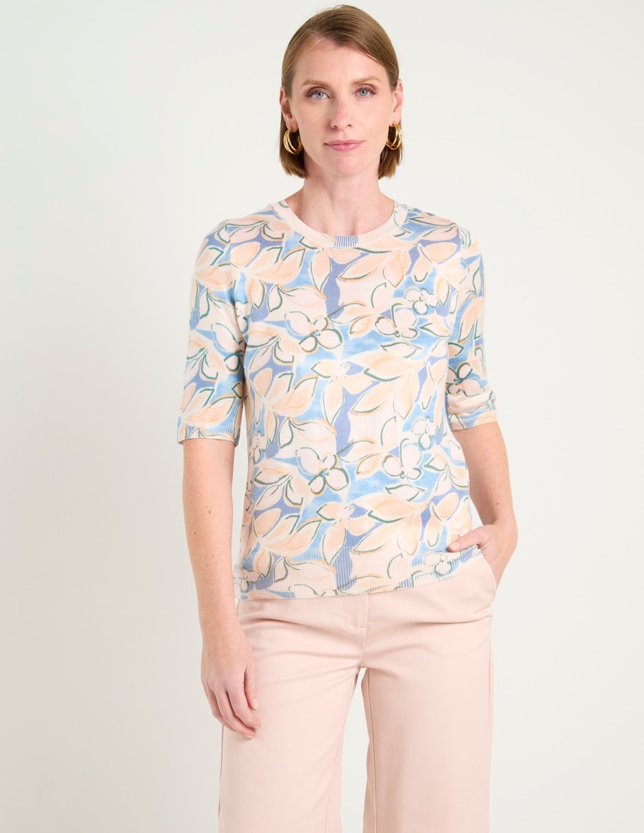 Blusa manga al codo para mujer