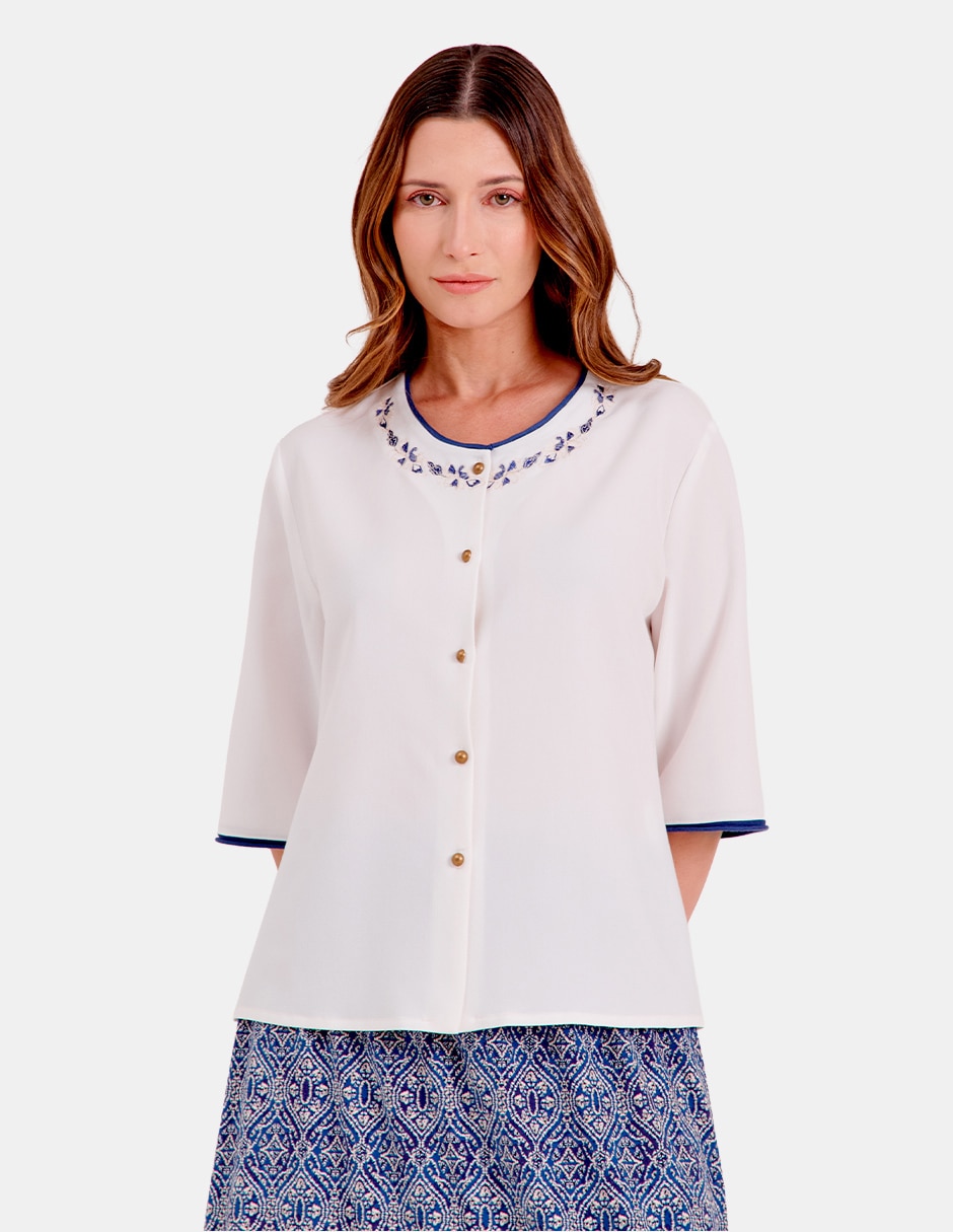 Blusa manga al codo para mujer