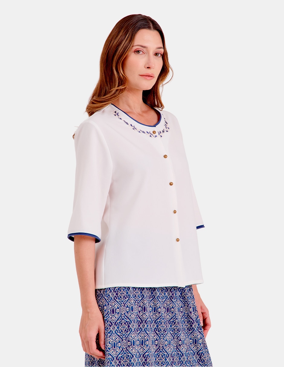 Blusa manga al codo para mujer 3