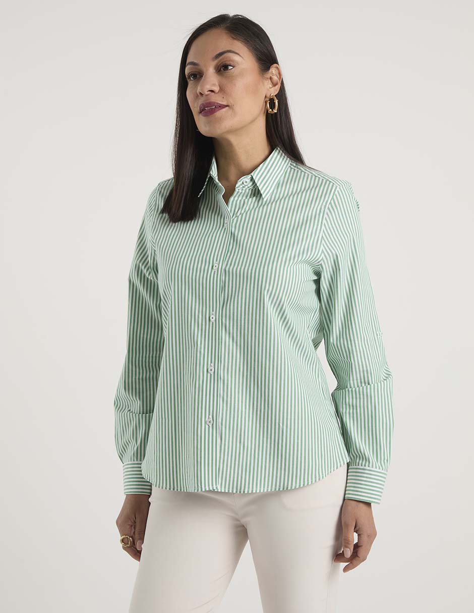 Blusa camisera manga larga para mujer