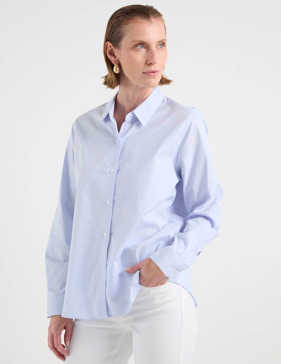 Blusa camisera manga larga para mujer