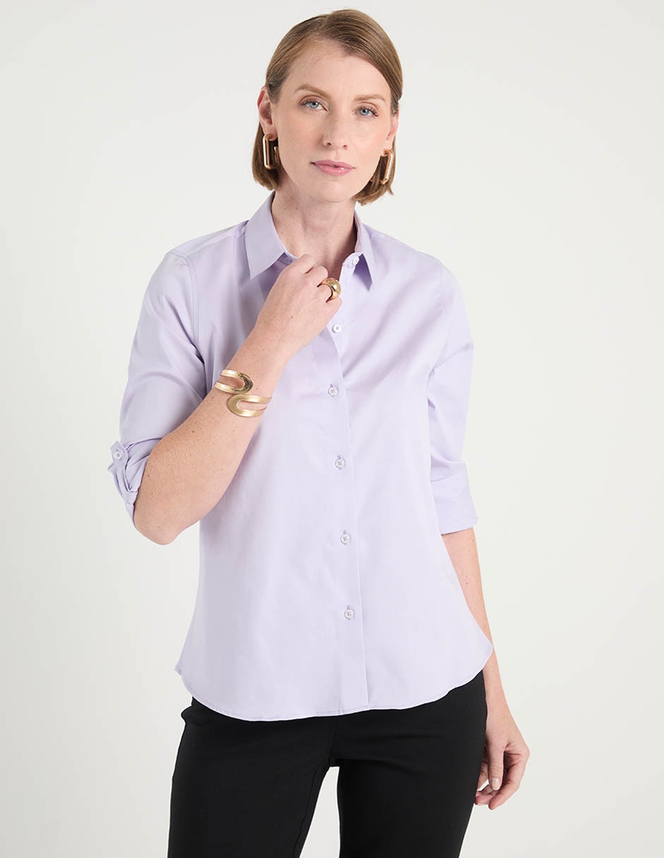 Blusa camisera manga larga para mujer