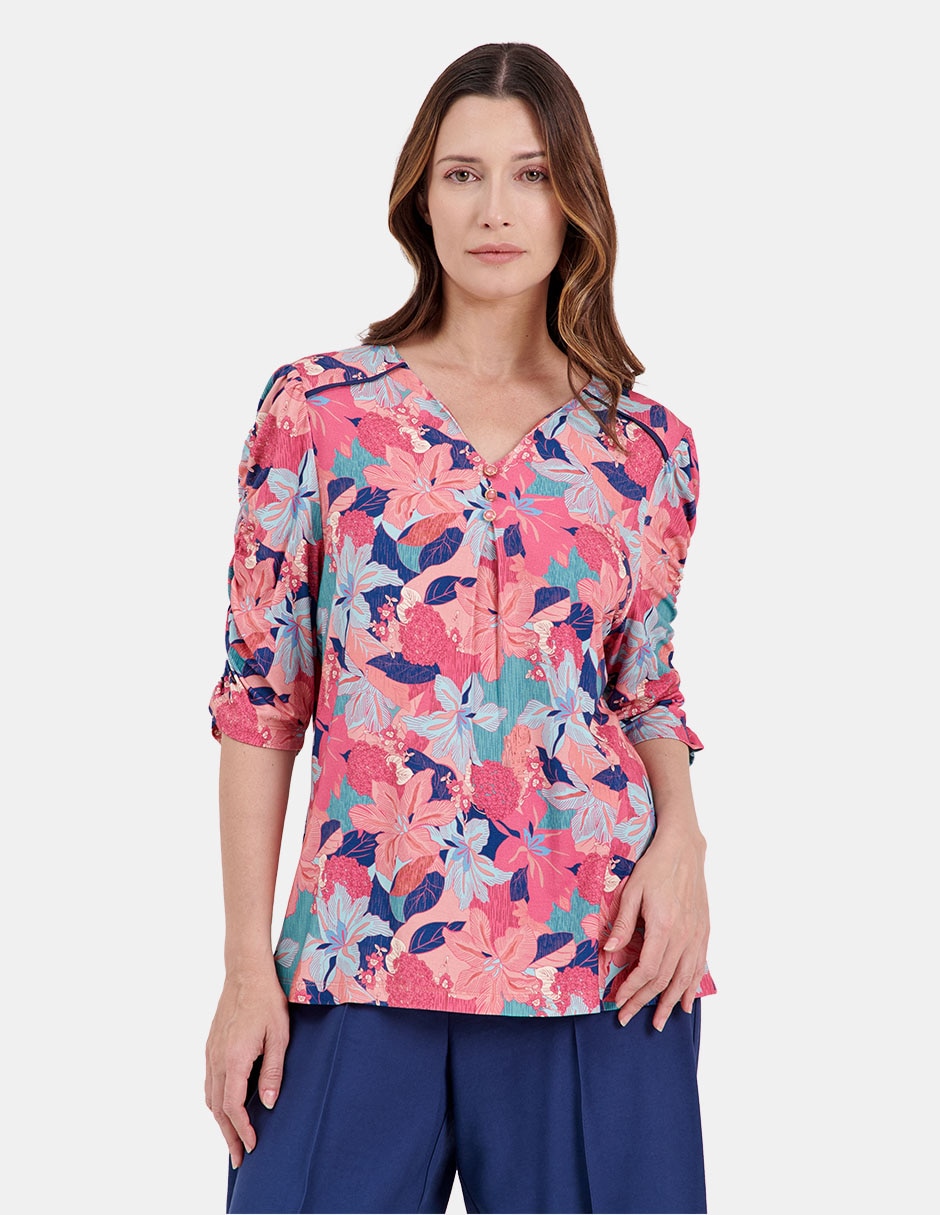 Blusa manga al codo para mujer