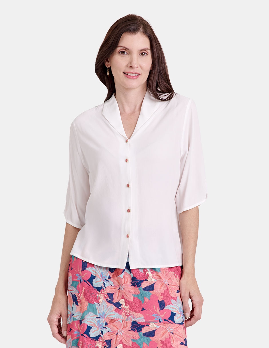 Blusa manga al codo para mujer