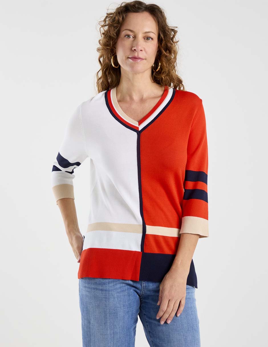 Suéter cuello V para mujer