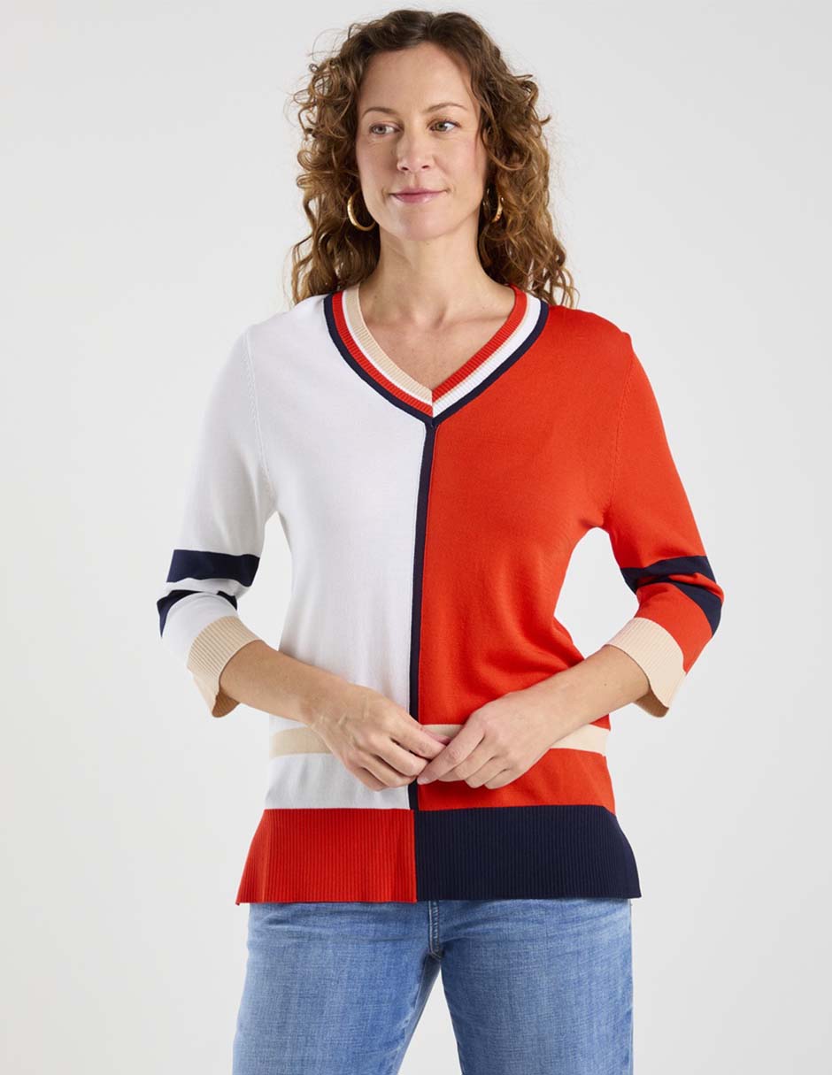 Suéter cuello V para mujer 2