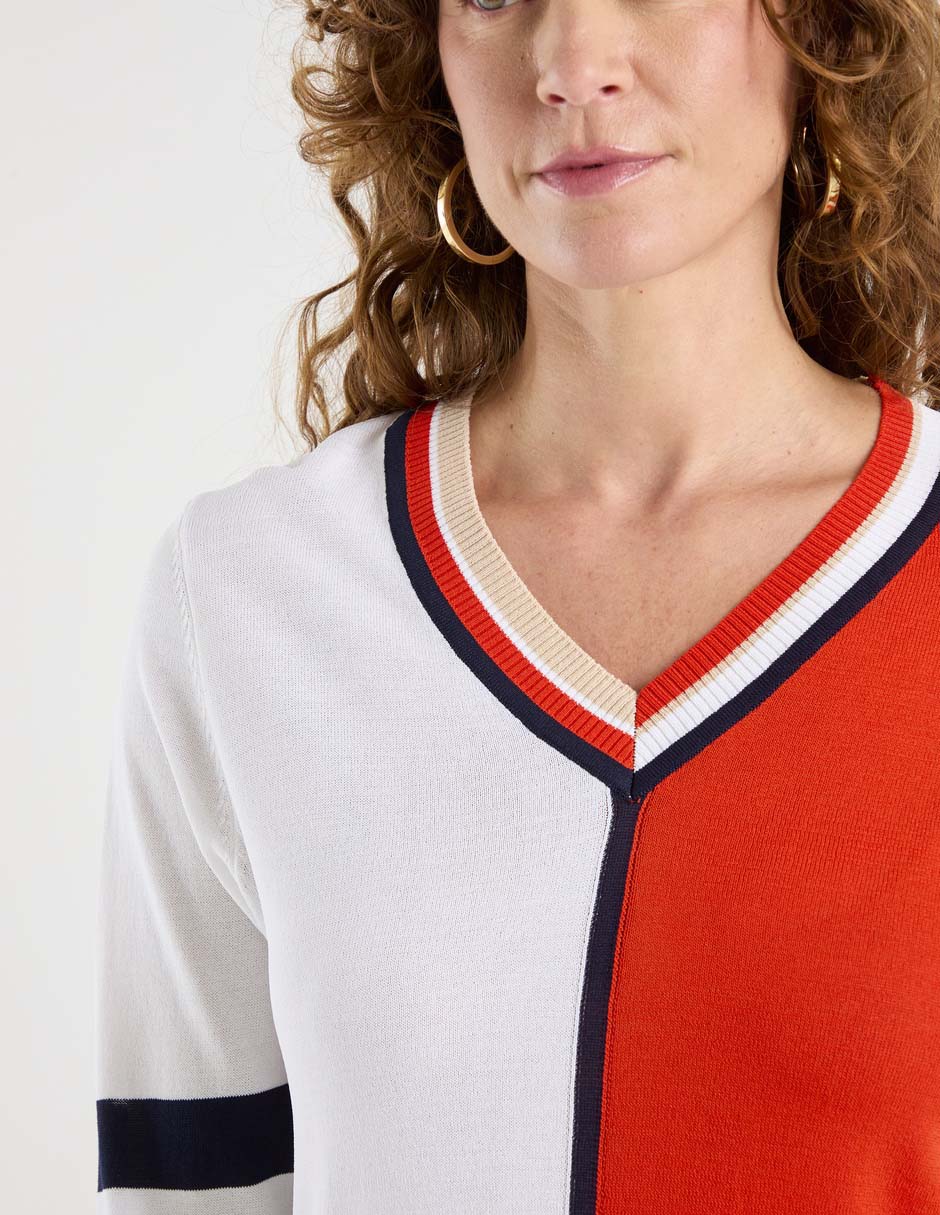 Suéter cuello V para mujer 4