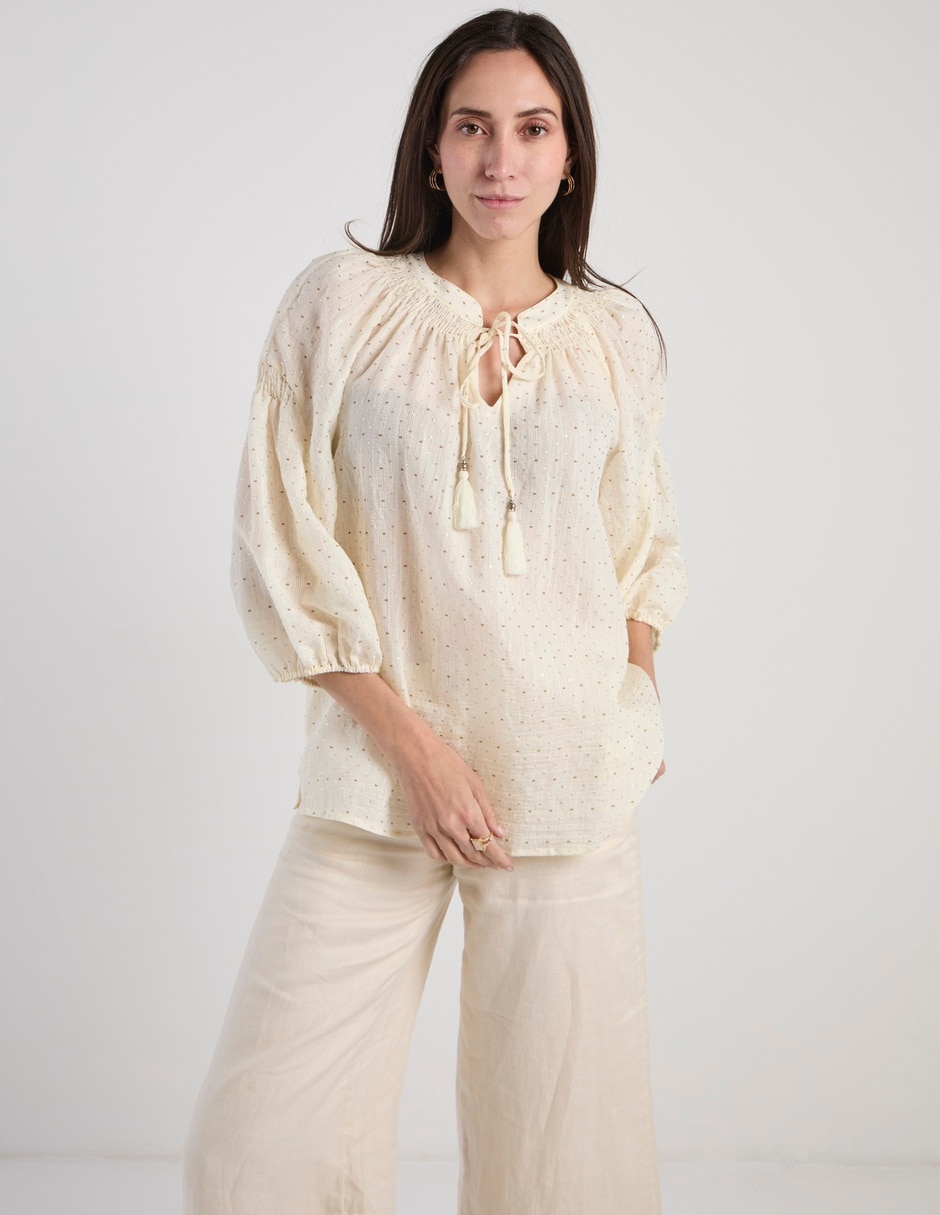 Blusa Lorenza Blau Kizomba manga 3/4 para mujer