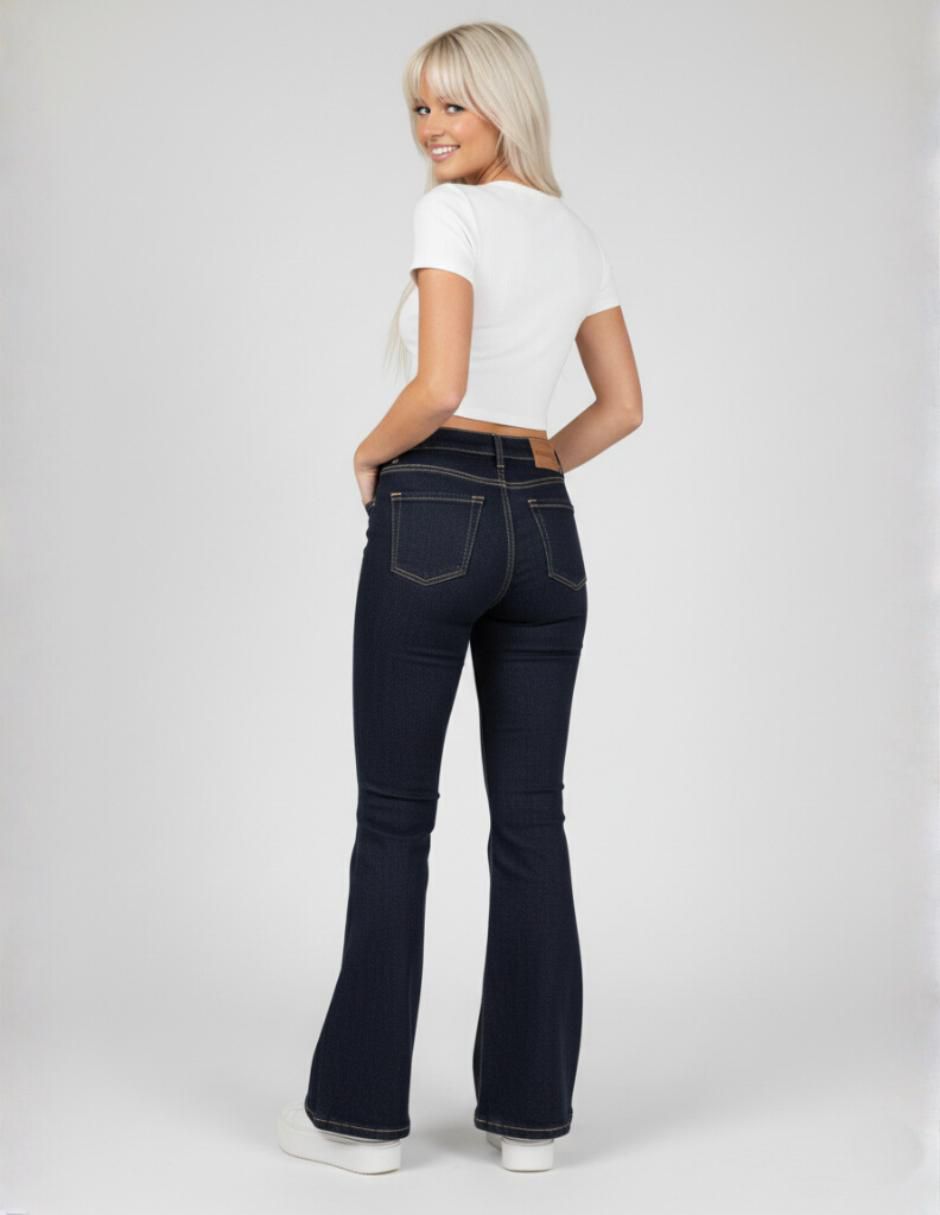 "jeans/jegging/jeans jogger" regular flare obs jeans 01-102-d básicos "corte" cintura alta "para mujer"
