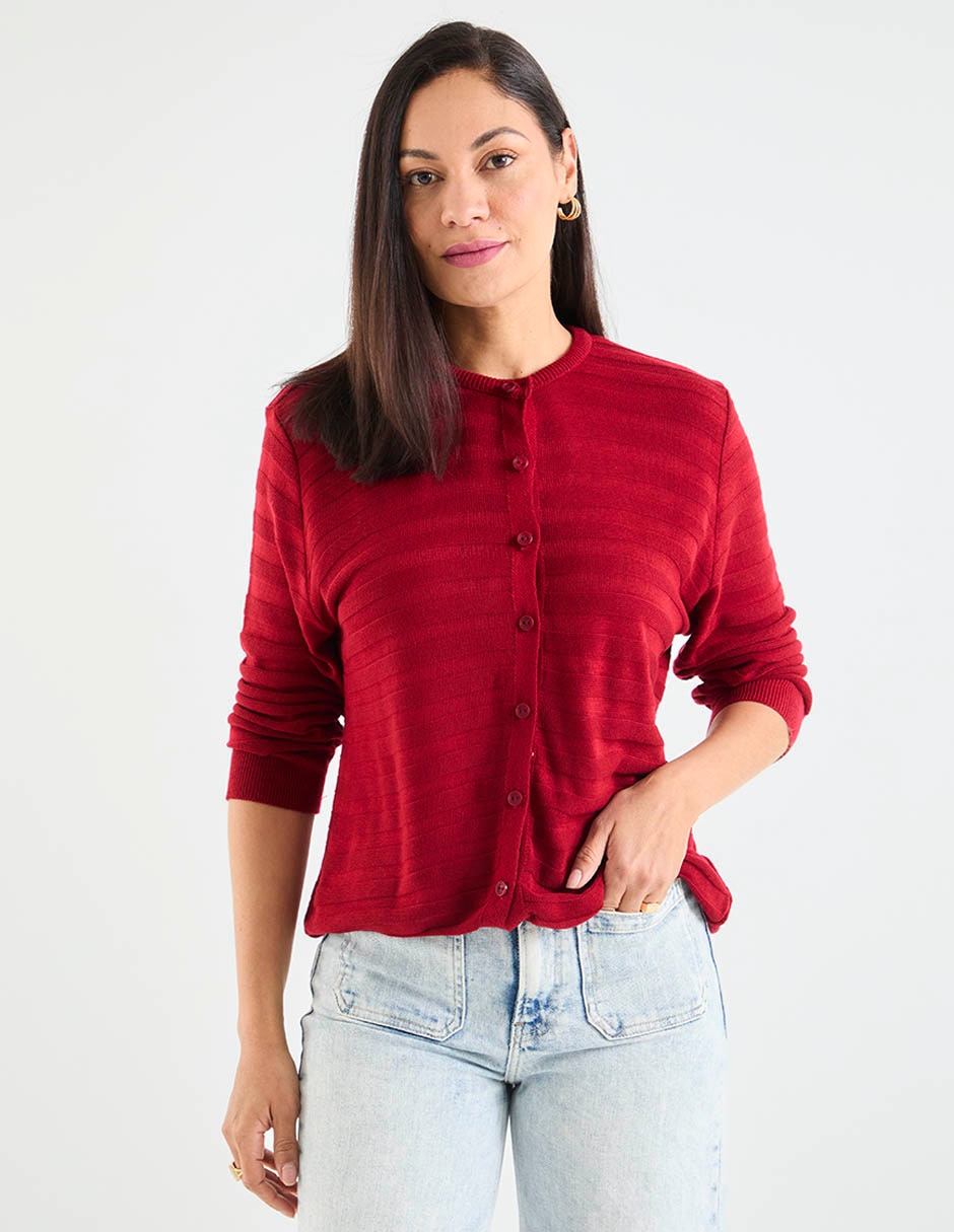 Suéter cuello con botón para mujer