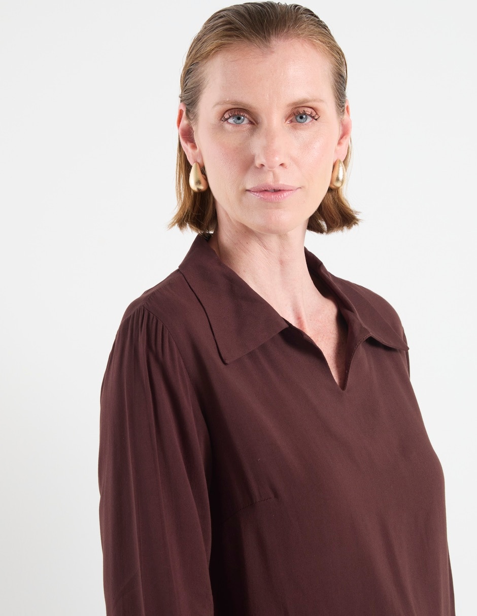 Blusa camisera manga larga para mujer 4
