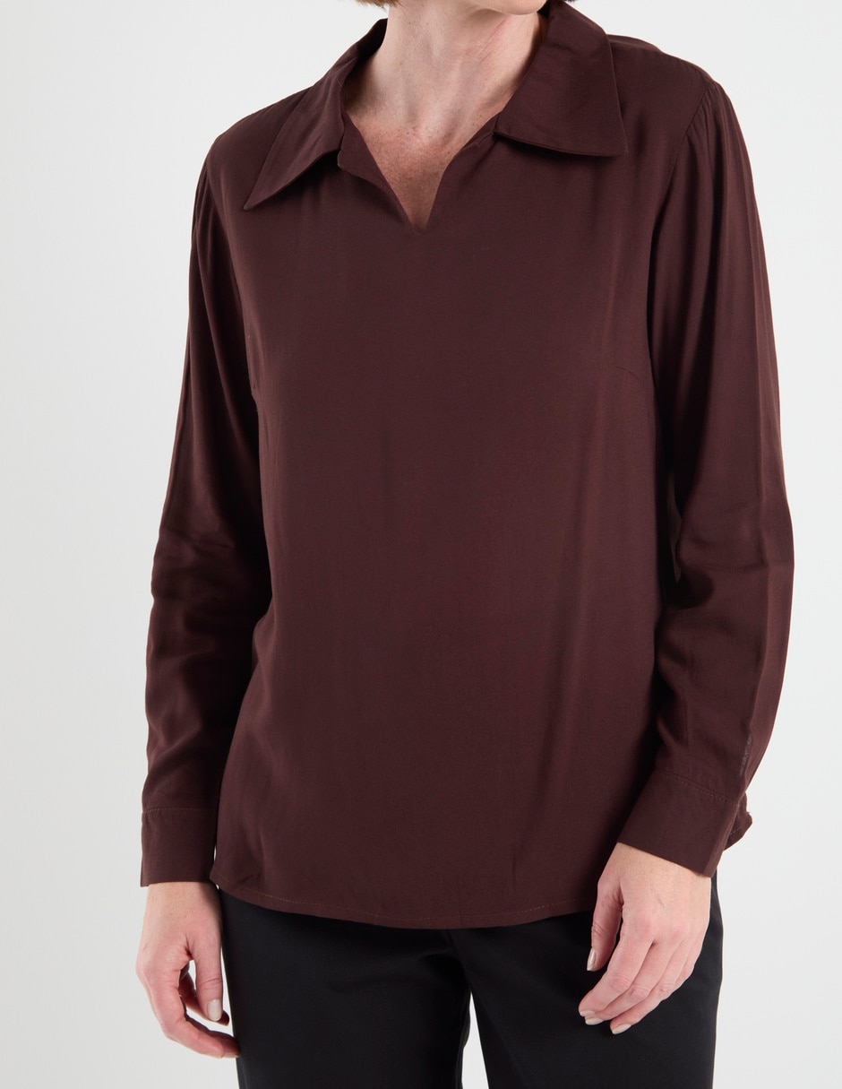 Blusa camisera manga larga para mujer 5