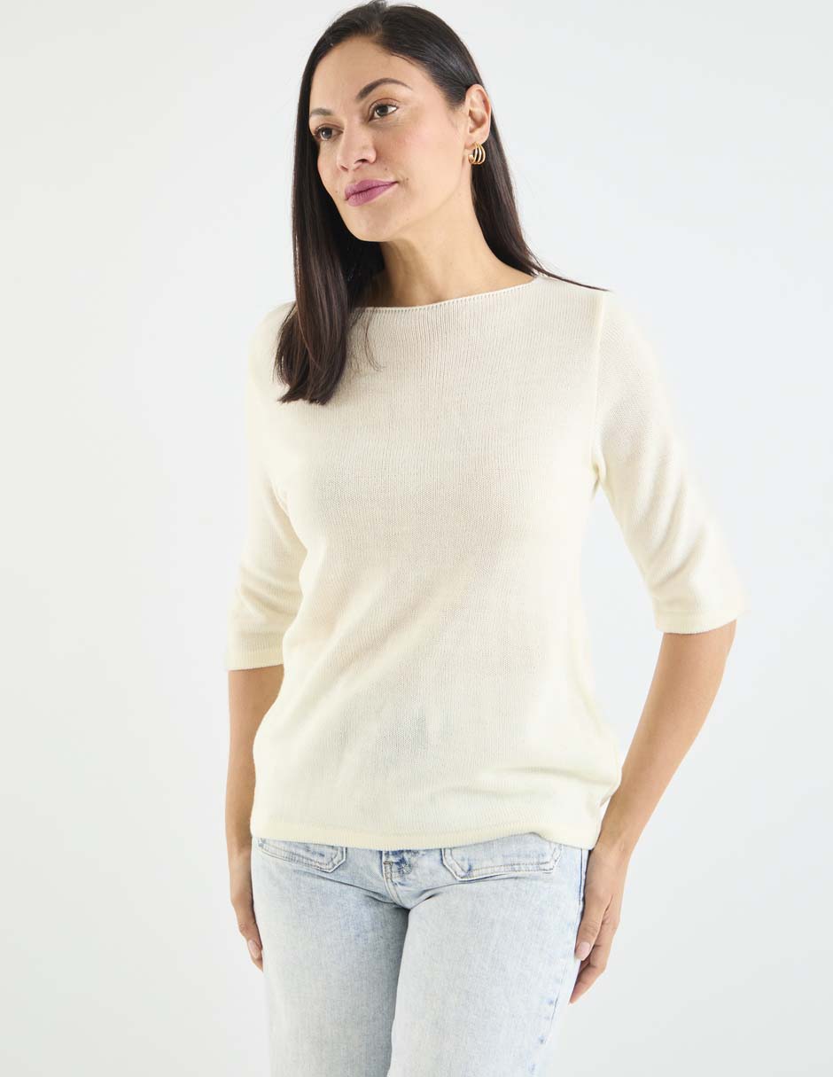 Playera manga 3/4 cuello redondo para mujer