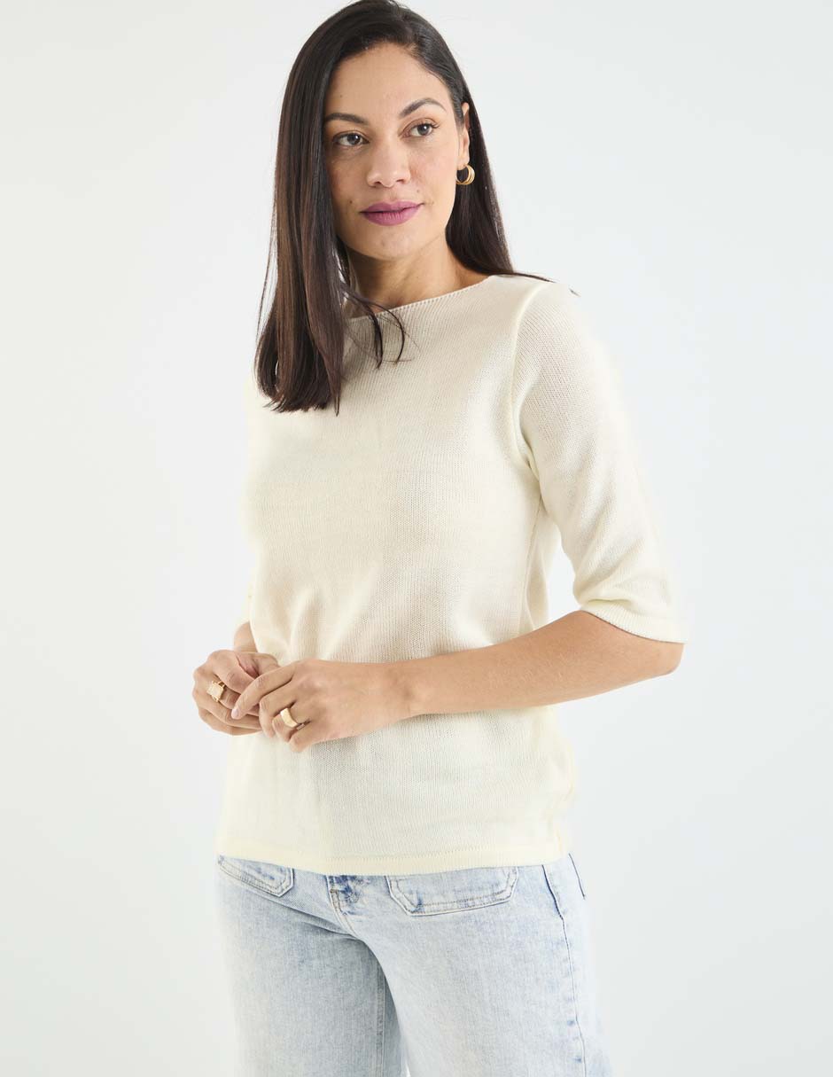 Playera manga 3/4 cuello redondo para mujer 2