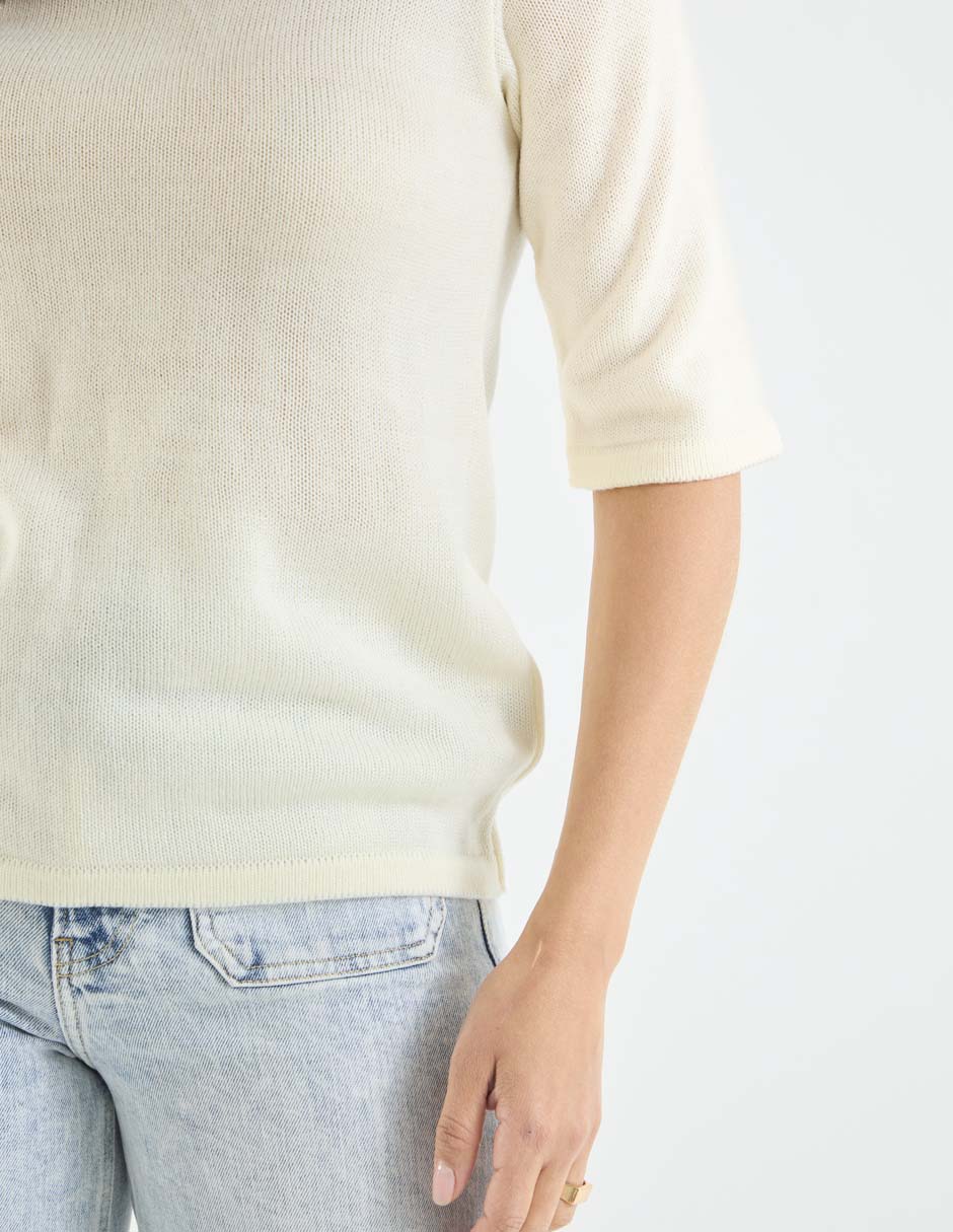 Playera manga 3/4 cuello redondo para mujer 5