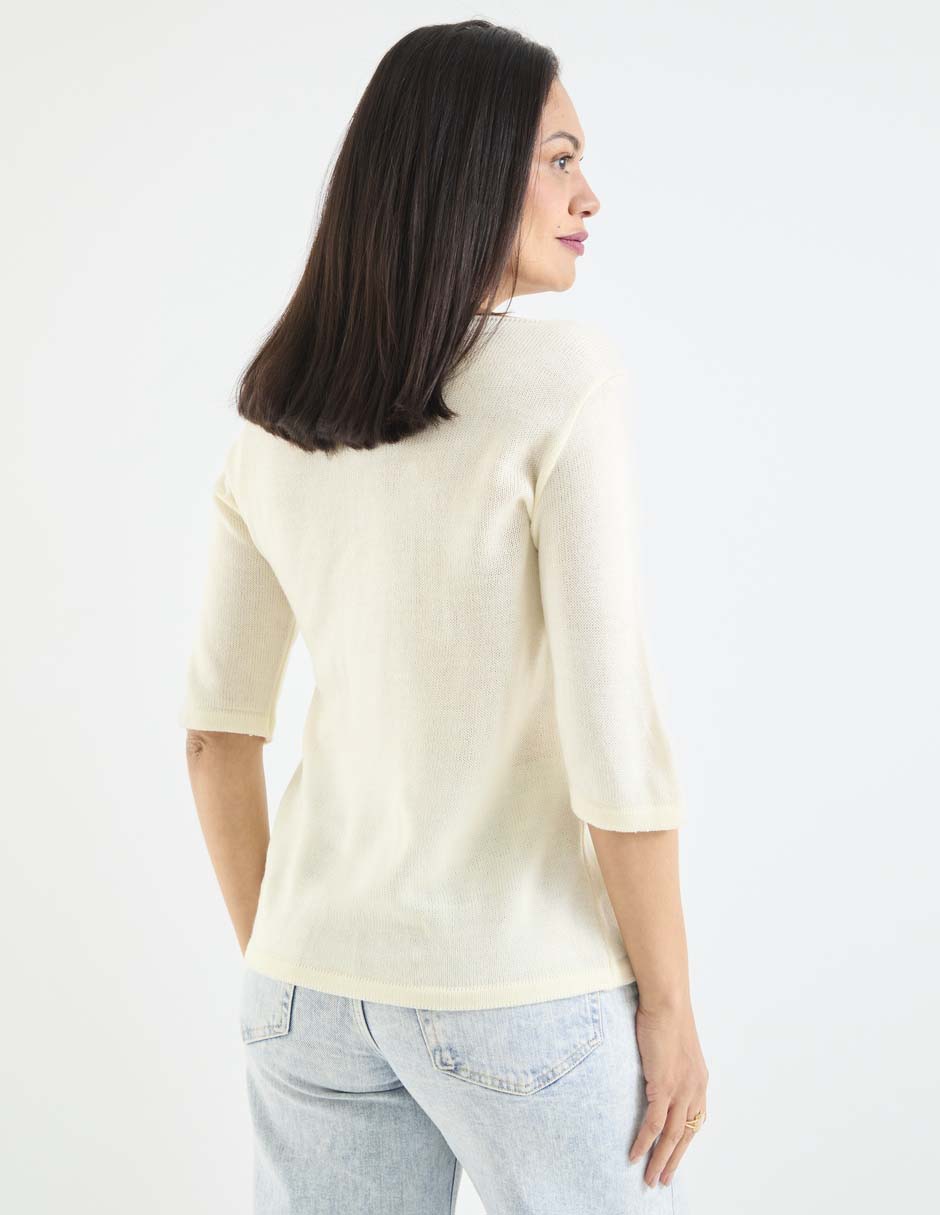 Playera manga 3/4 cuello redondo para mujer 6