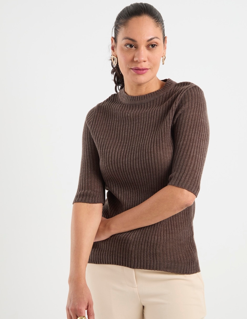Playera manga 3/4 cuello redondo para mujer