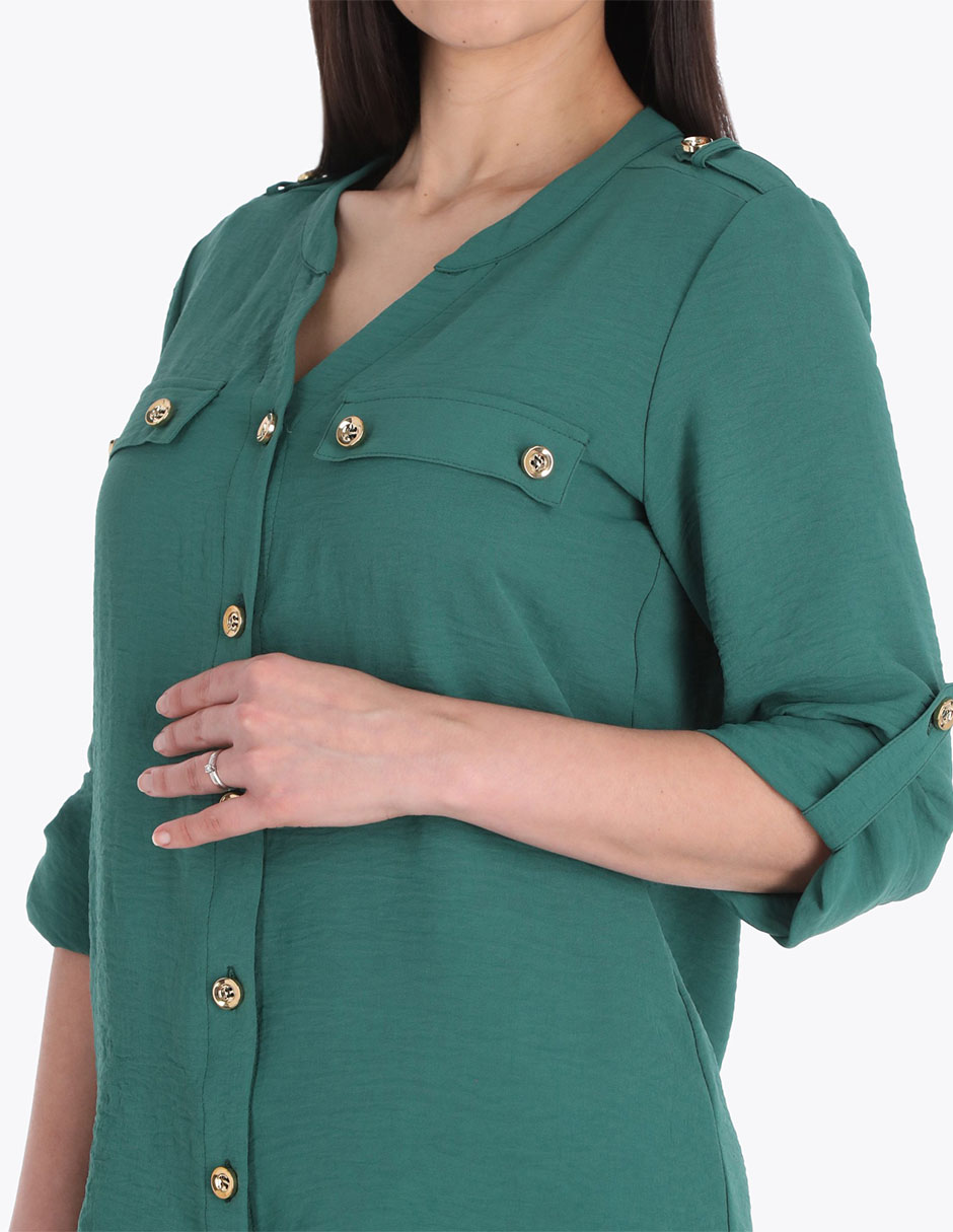 Blusa camisera manga 3/4 para mujer 4