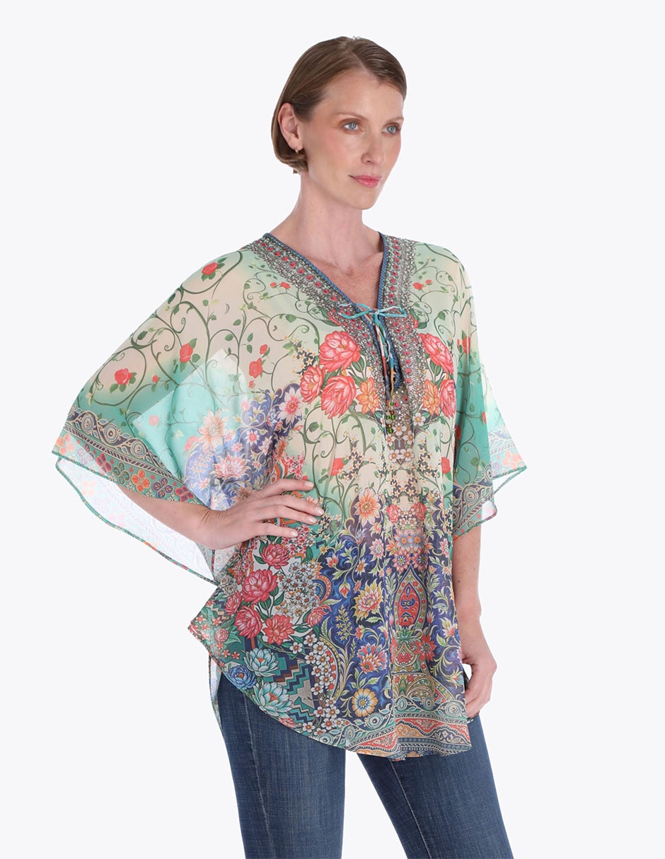 Blusa túnica manga 3/4 para mujer