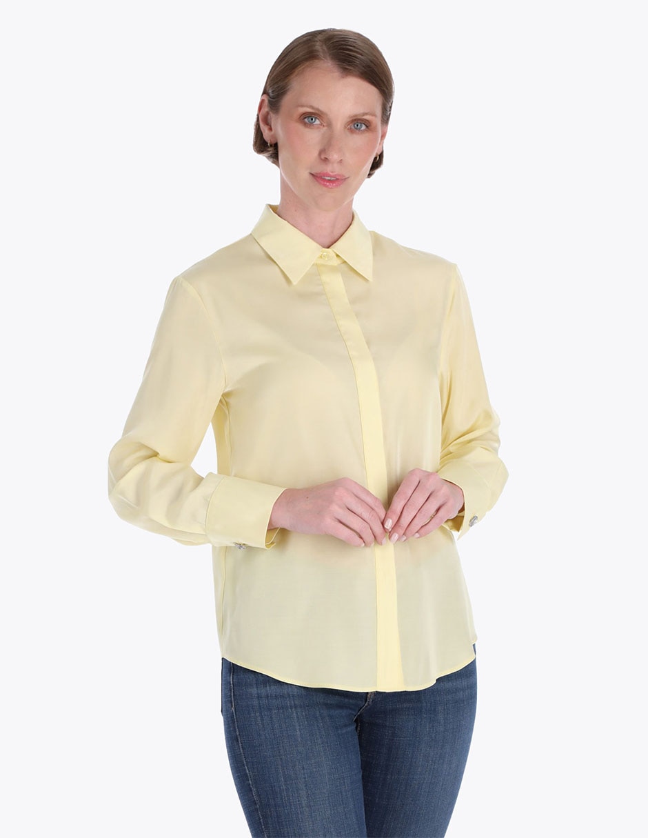 Blusa camisera manga larga para mujer