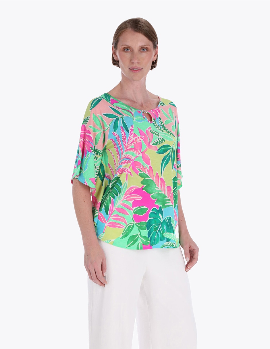 Blusa manga al codo para mujer