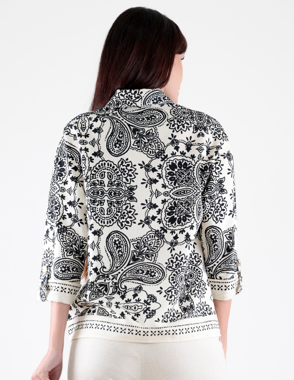 Blusa camisera manga 3/4 para mujer 2