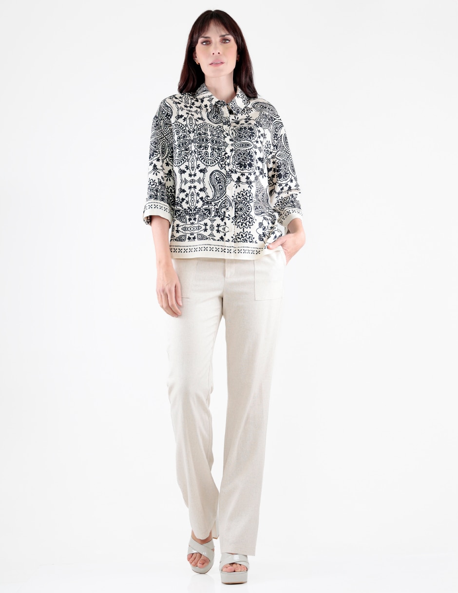 Blusa camisera manga 3/4 para mujer 3